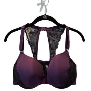 Cacique 38 DD Lace Racerback Plunge Bra Lane Bryant EUC